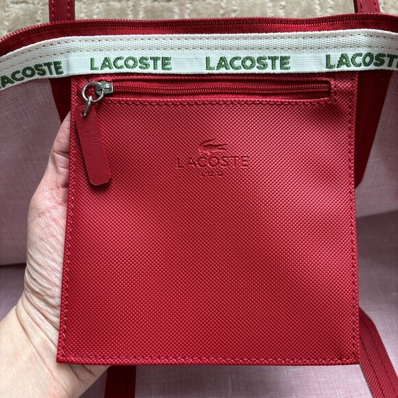Lacoste Women's X-Large L.12.12 Concept Tote Travel Weekend Shopping Bag Red - Picture 6 of 11
